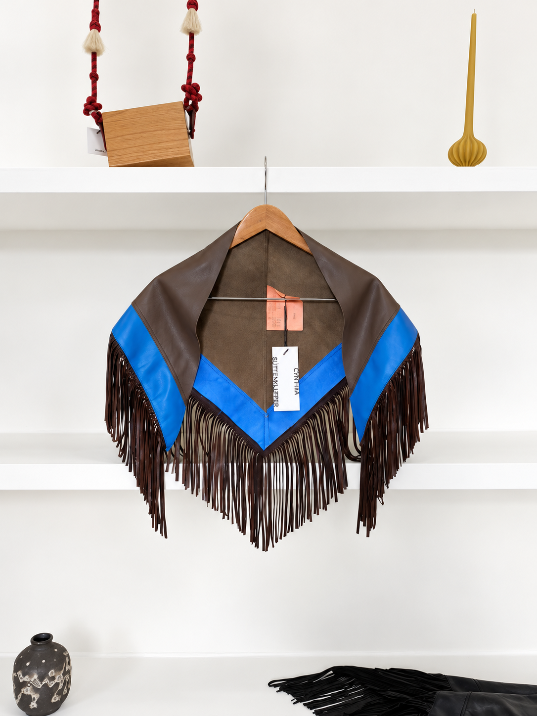 FRINGED LEATHER SHAWL