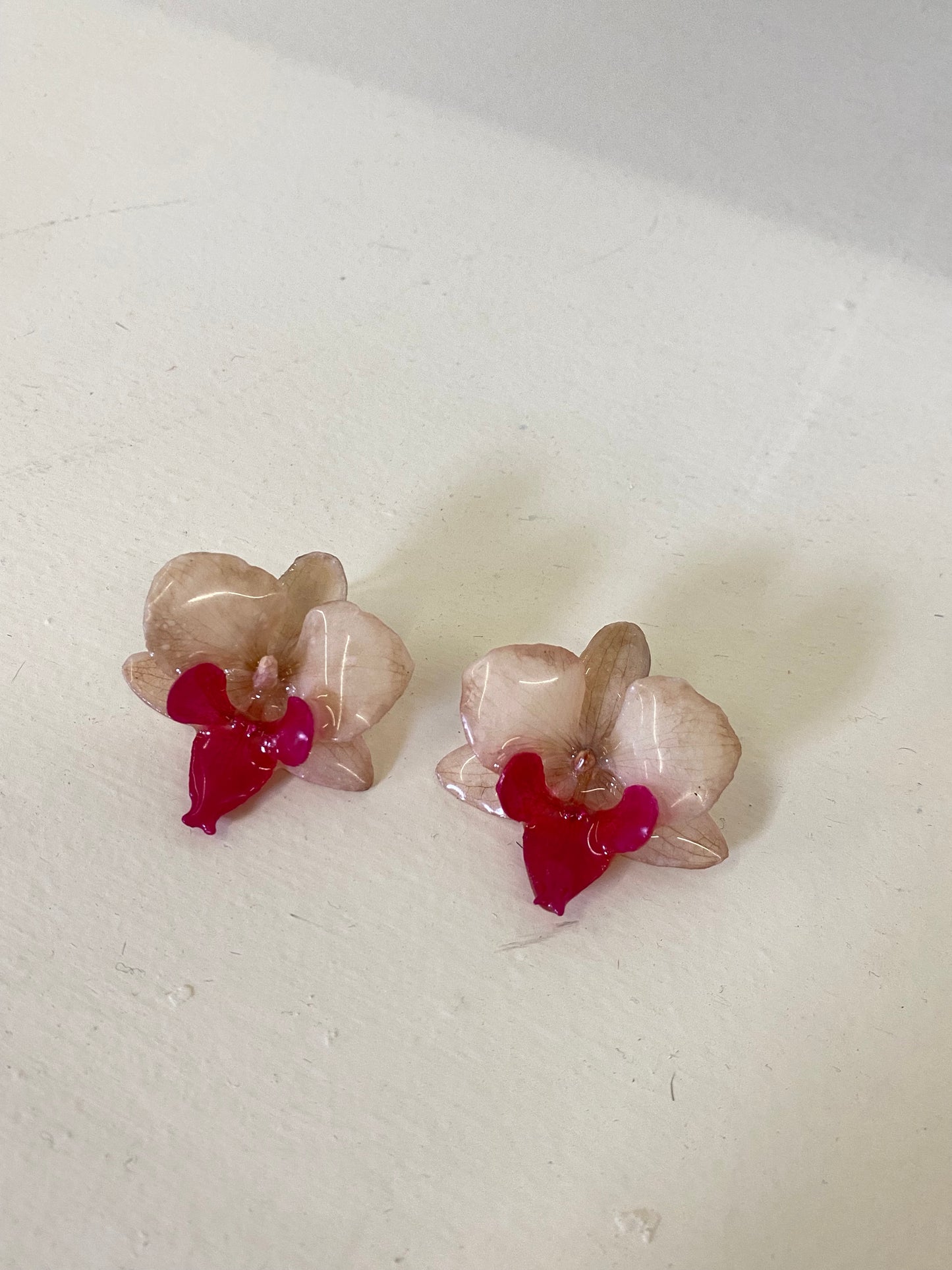 WHITE & PINK ORCHID EARRINGS