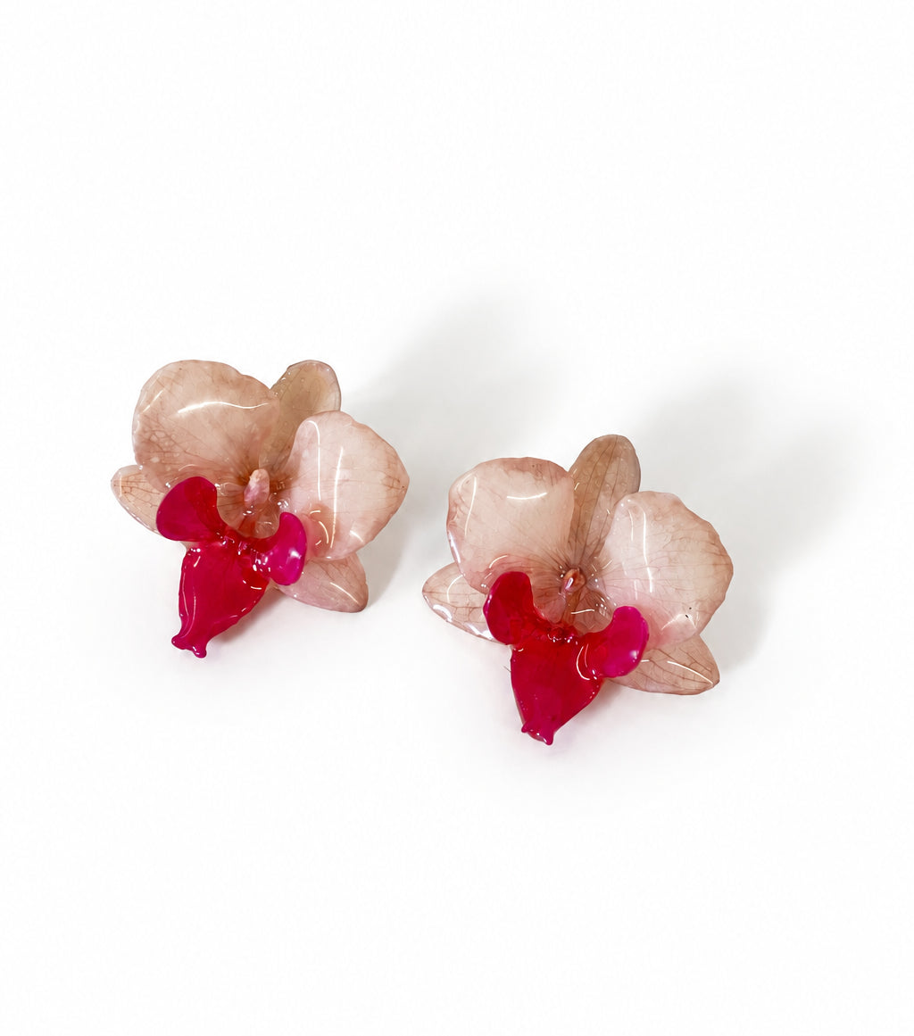 WHITE & PINK ORCHID EARRINGS