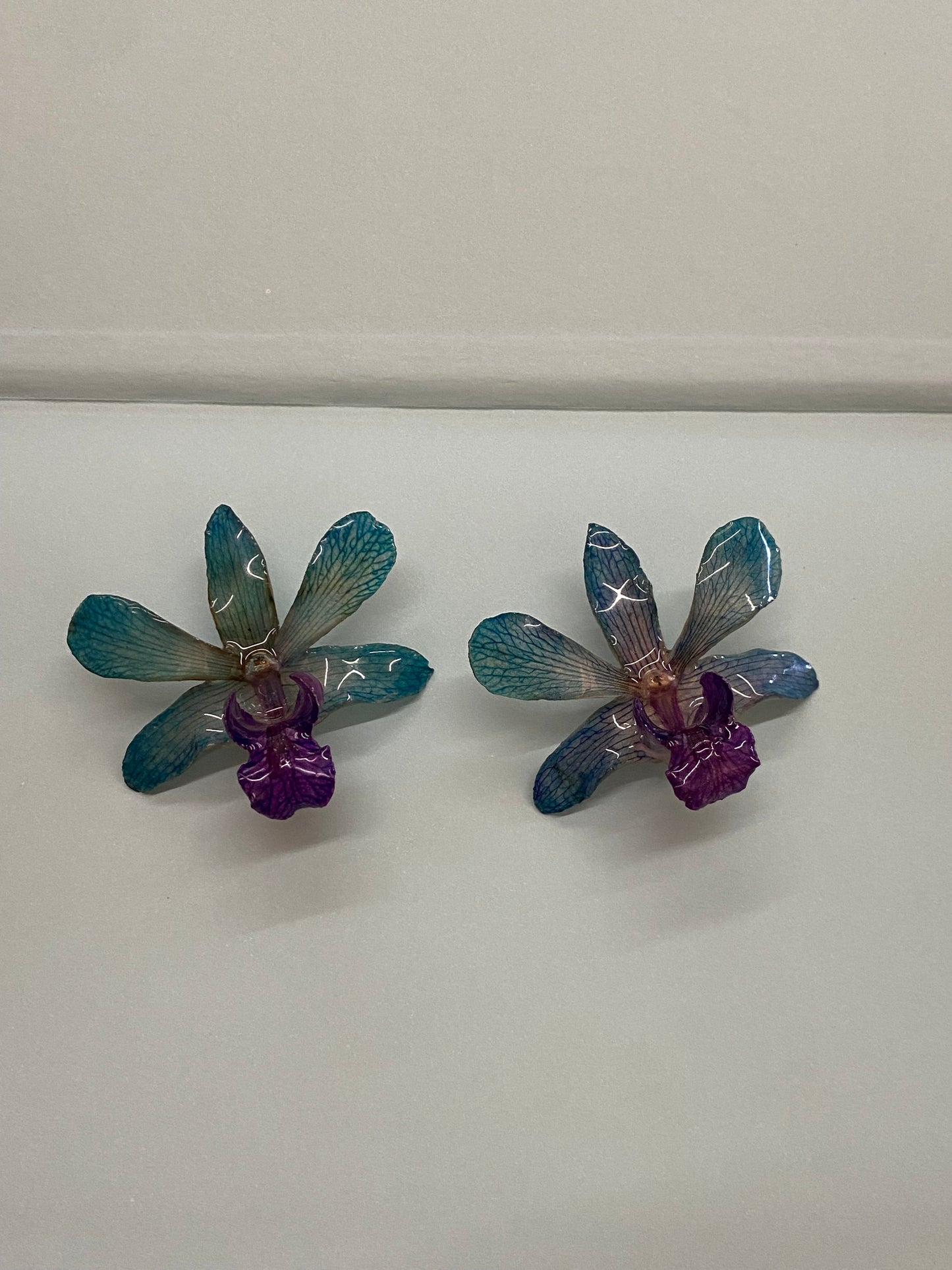 GREEN PINK ORCHID EARRINGS