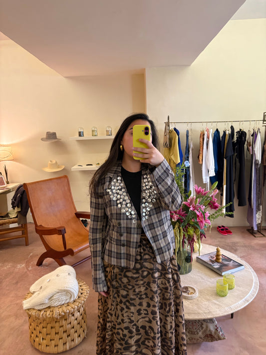 SONIA RYKIEL - CHAQUETA CUADROS BRILLANTES