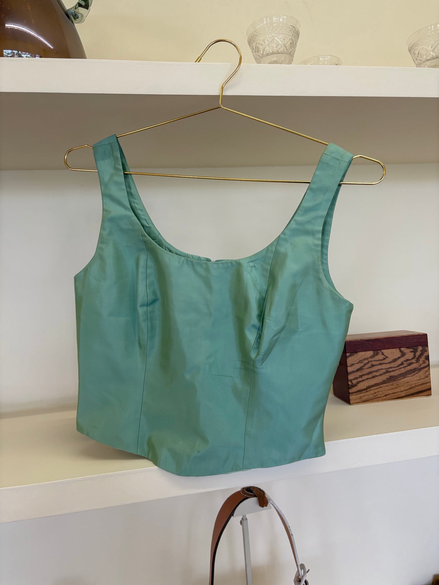 PAULE VASSEUR GREEN SILK CORSET