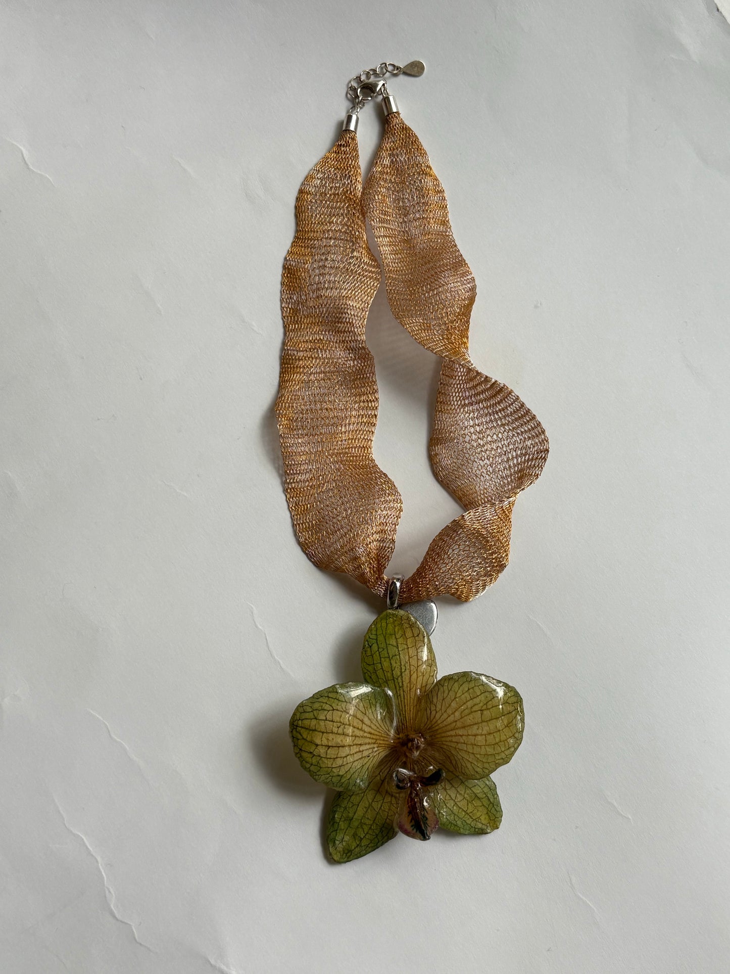 GREEN GOLD ORCHID NECKLACE