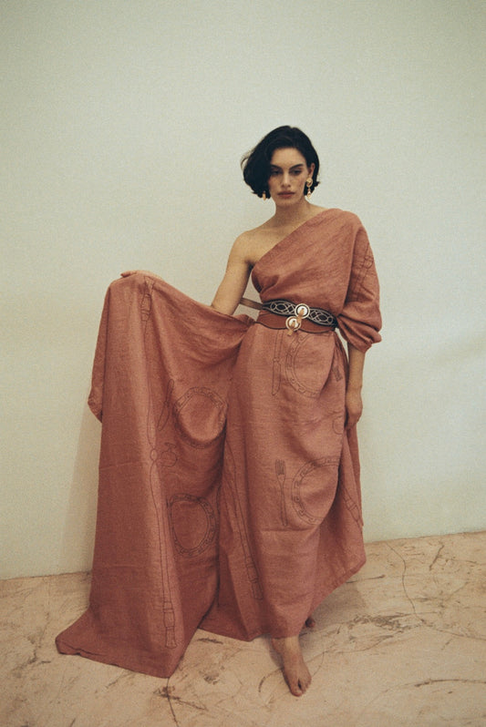 SQUARE MAMEY LINEN/COTTON BLENDCHARRO TABLECLOTH 140x140