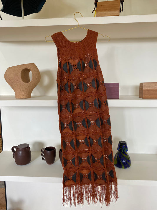LEATHER WOVEN DRESS
