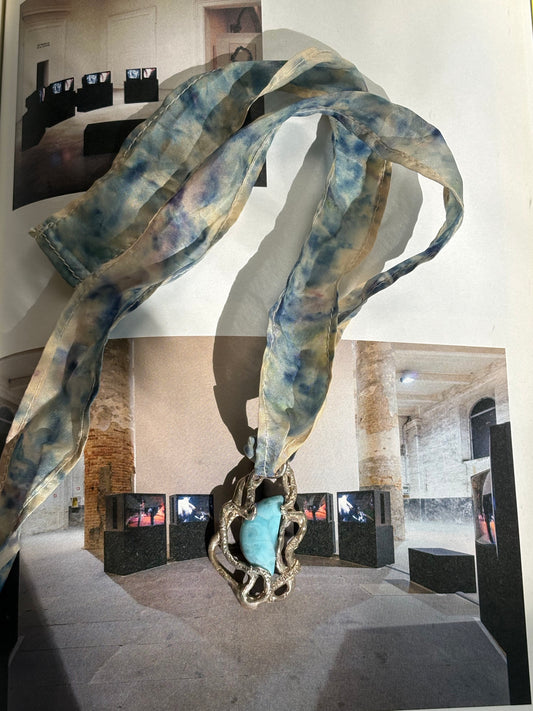 LAZULI SILVER SILK NECKLACE