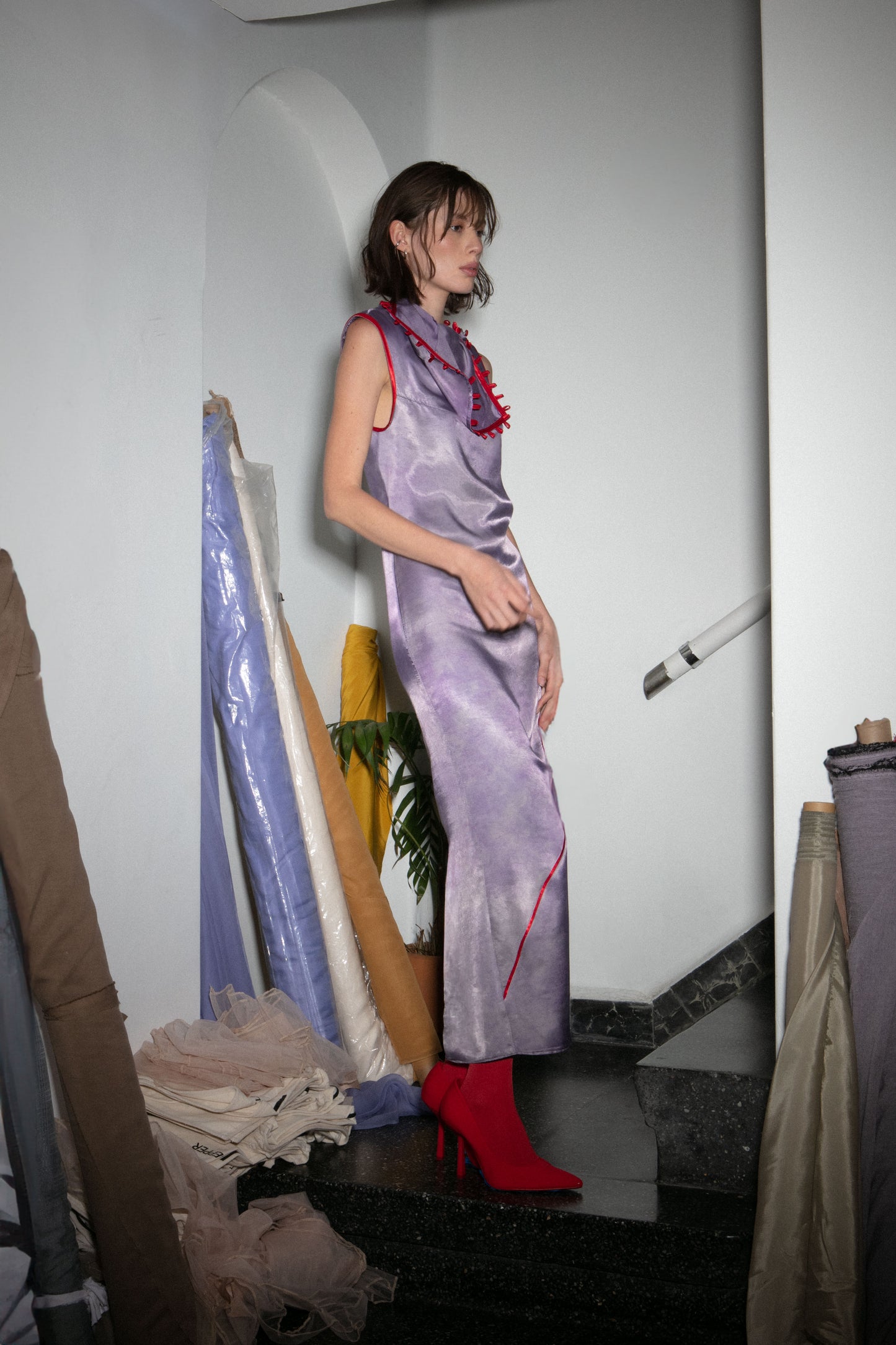 PURPLE HAND DYED MIDI DRESS