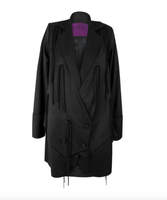 FRINGED BLACK BLAZER
