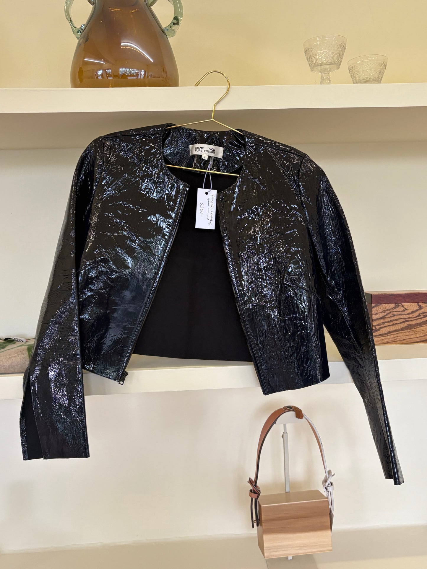DIANE VON FURSTENBERG BLACK CHAROL JACKET