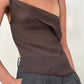 BROWN SILK PERA TOP