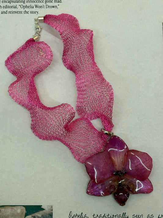 PINK ORCHID NECKLACE