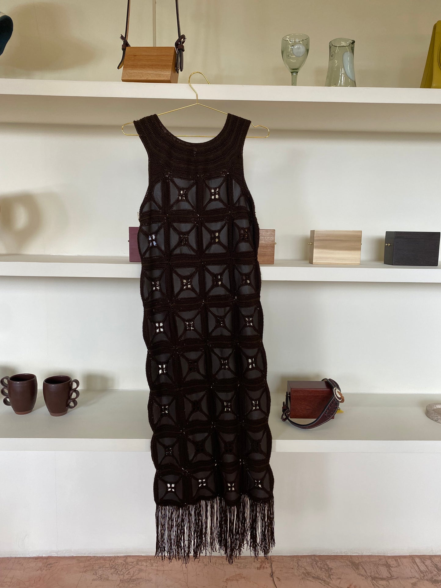 LEATHER WOVEN DRESS