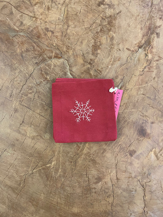 6 COASTERS COTTON RED
