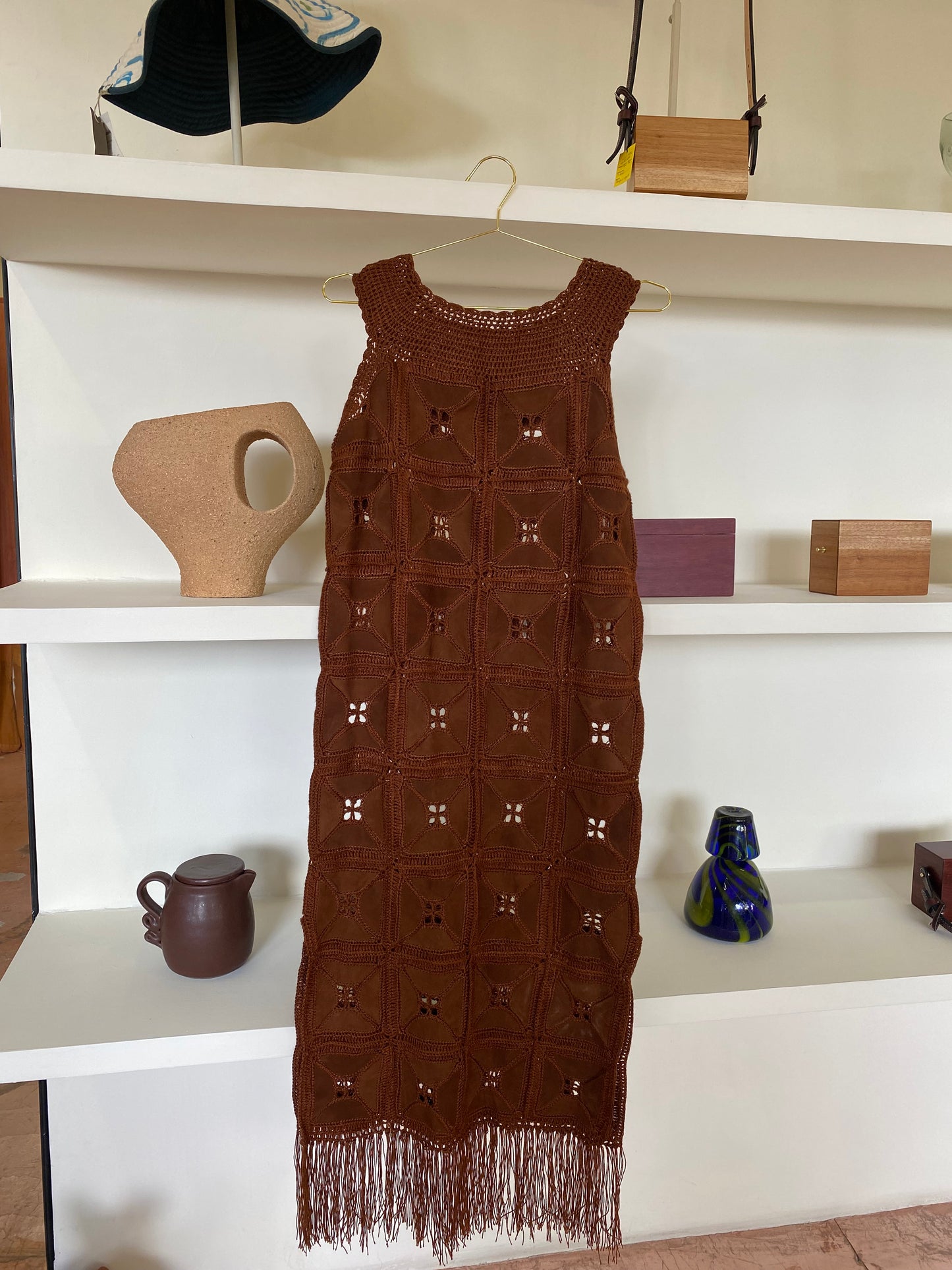 LEATHER WOVEN DRESS