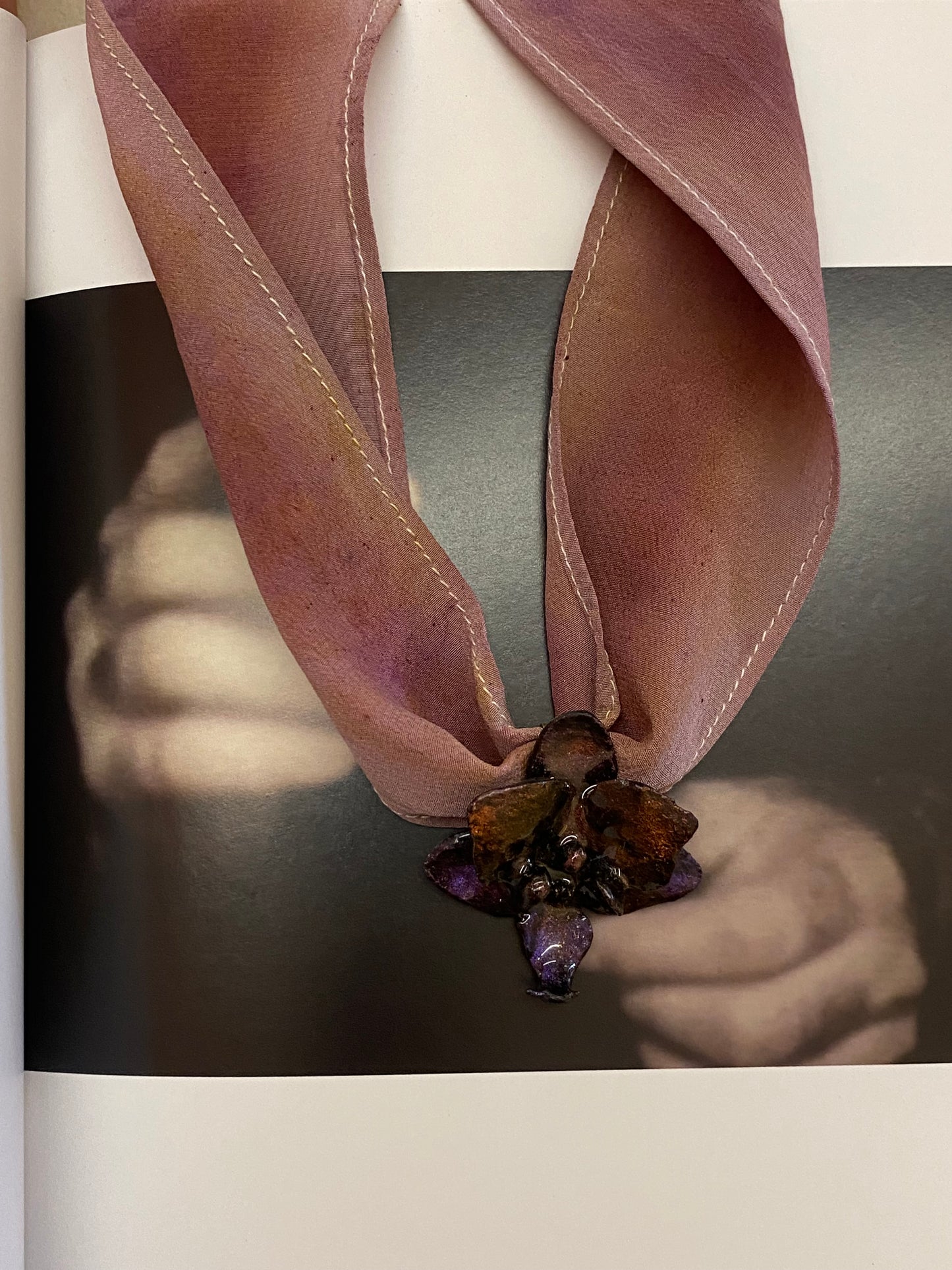 PINK PURPLE GLITTERY ORCHID NECKLACE