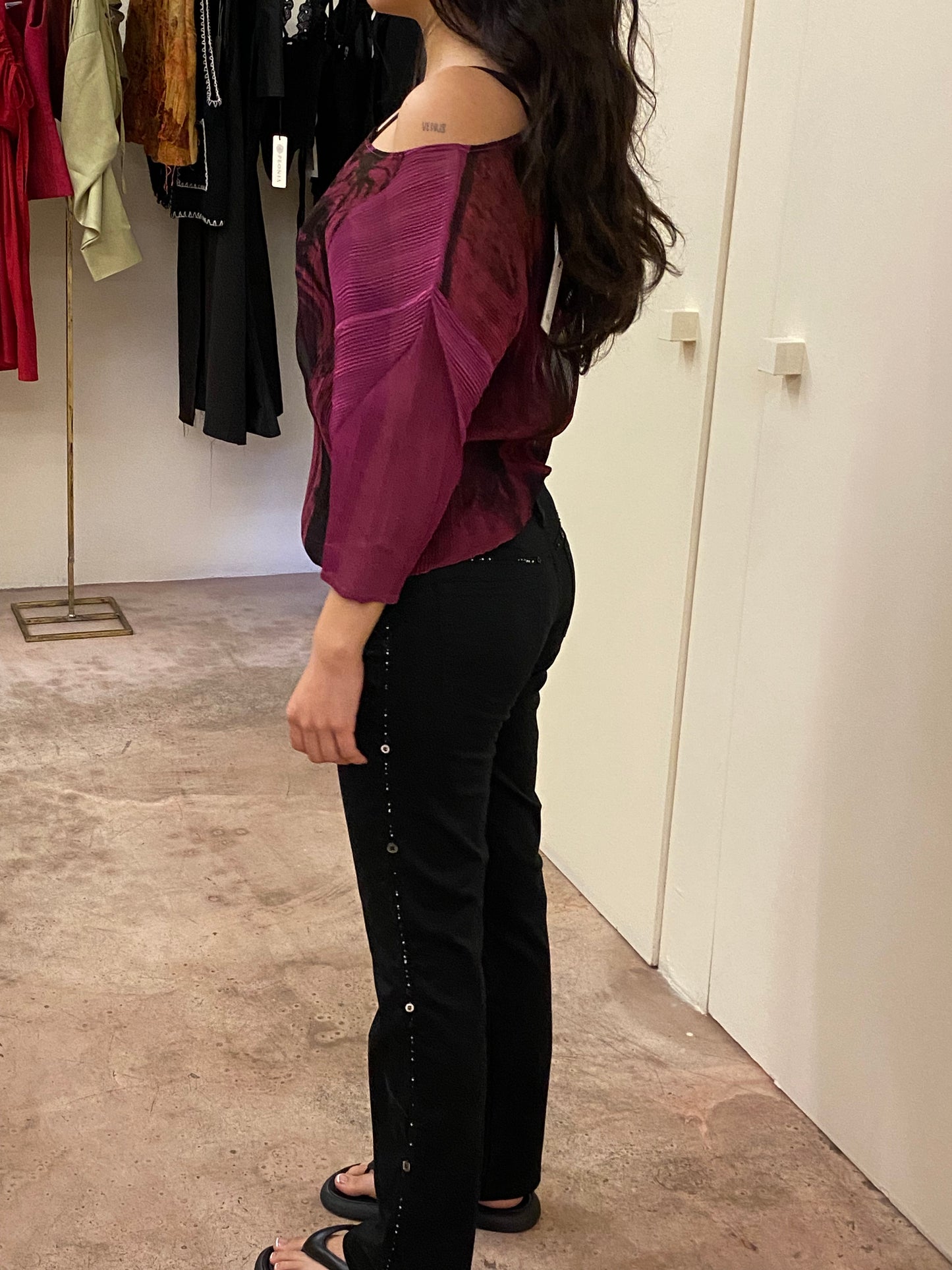 MOSCHINO BLACK PANTS WITH BUTTONS