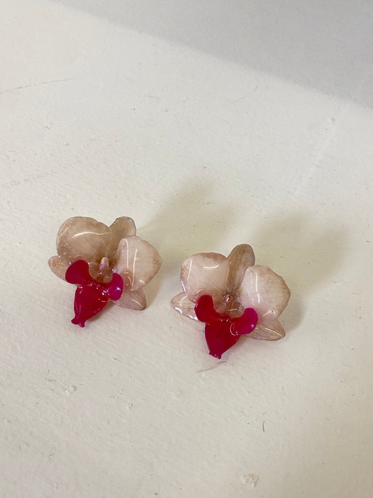 WHITE & PINK ORCHID EARRINGS