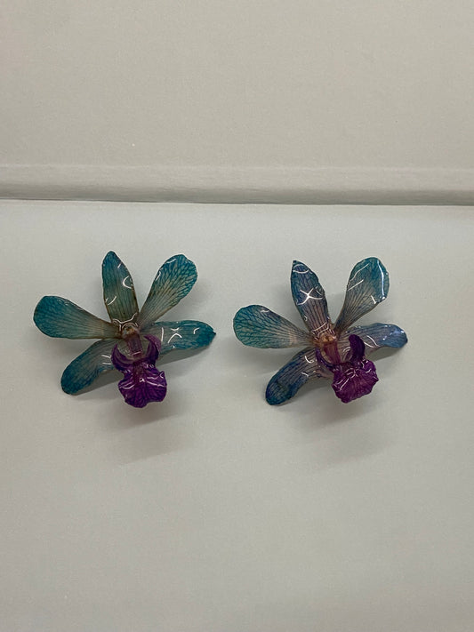 GREEN PINK ORCHID EARRINGS