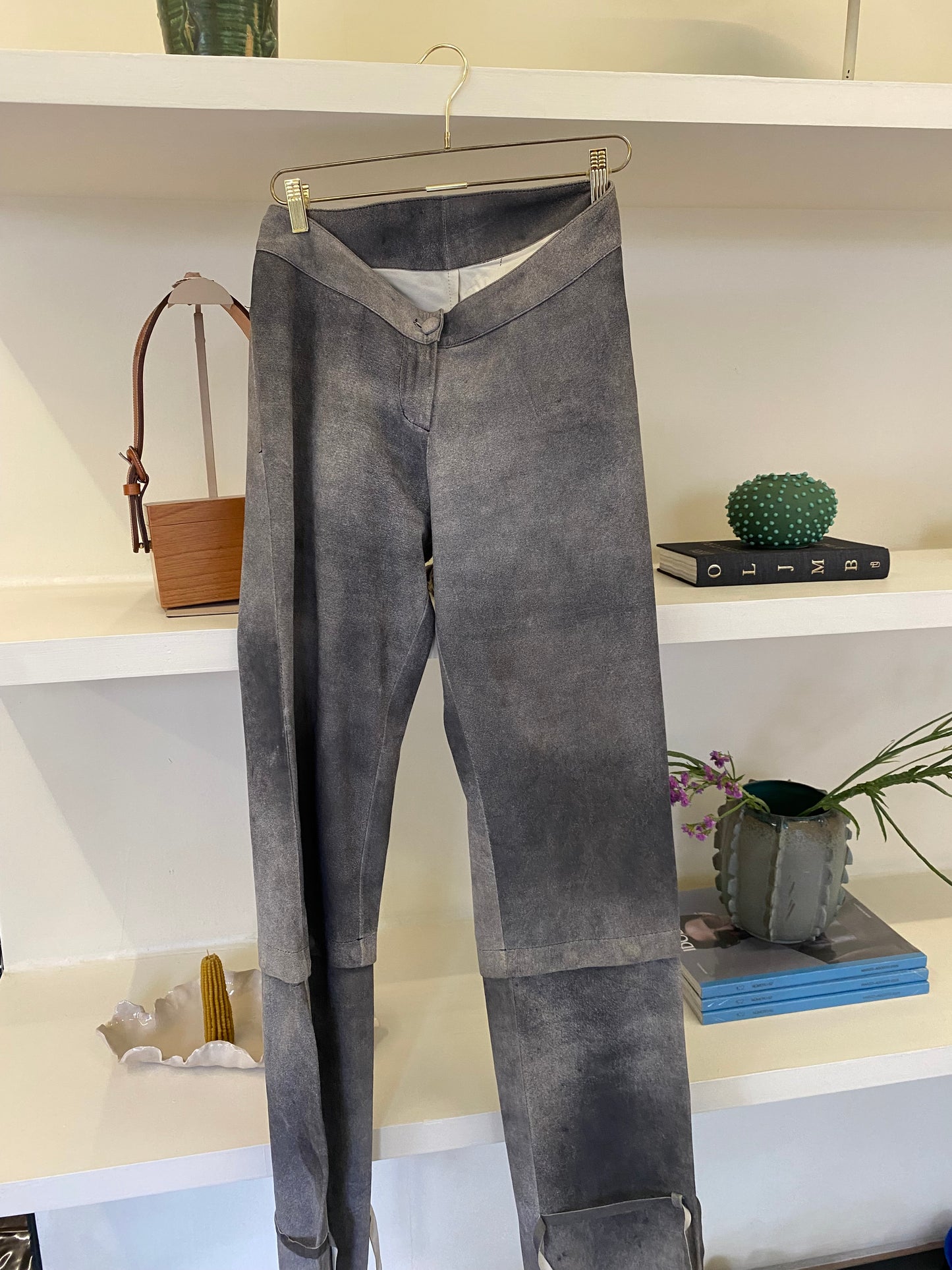 LEATHER GREY PANTS