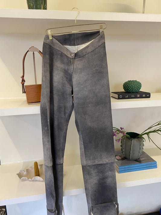LEATHER GREY PANTS