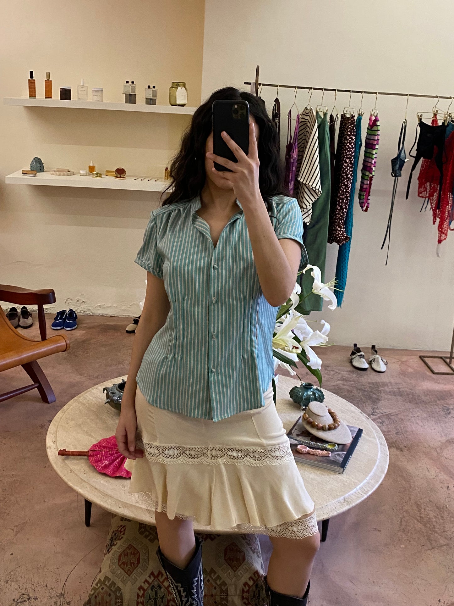 MINI CREPE BEIGE SKIRT