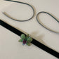 BLACK/GREEN ORCHID VELVET CHOKER