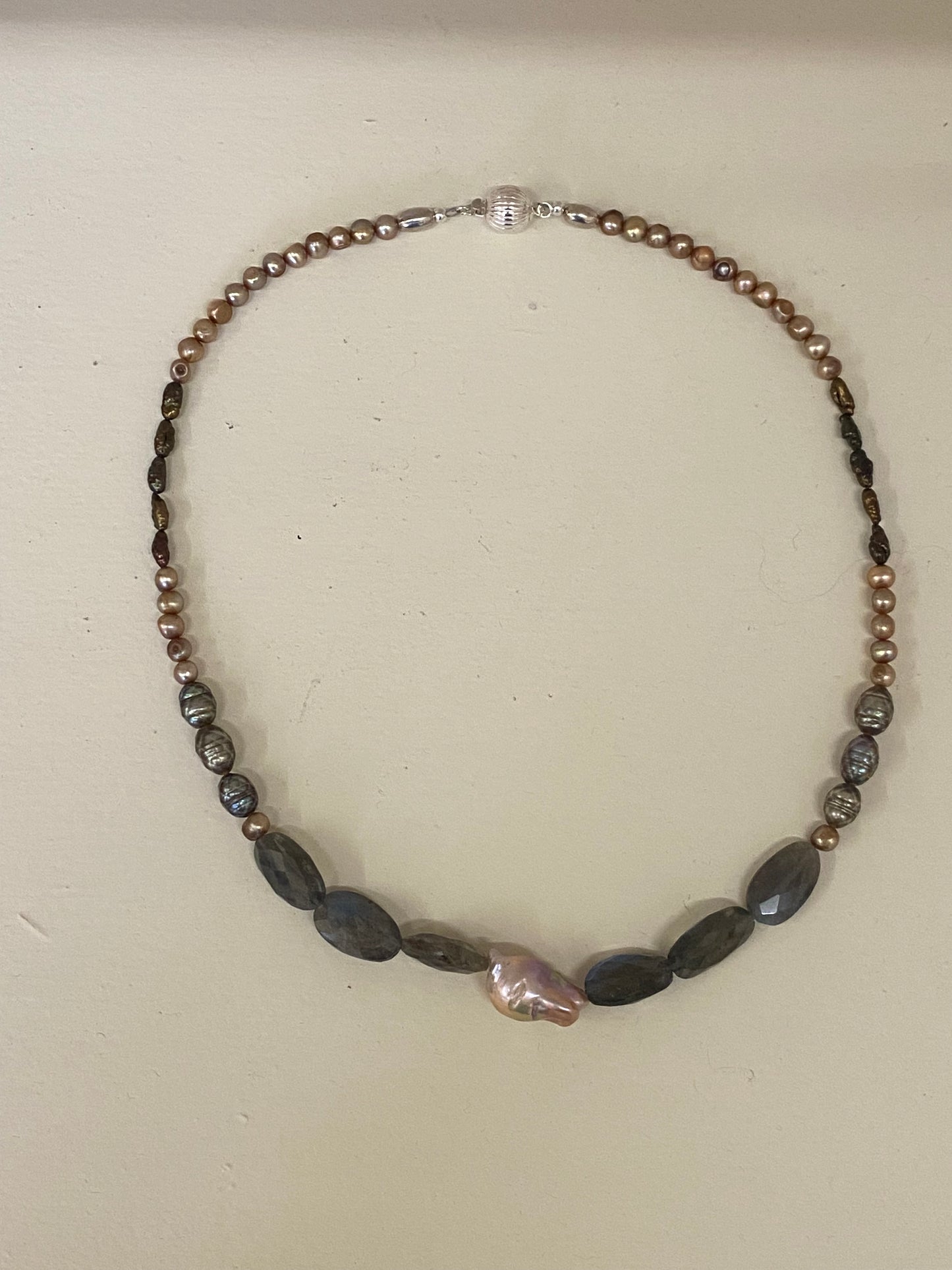 LABRADORITA PEARL NECKLACE