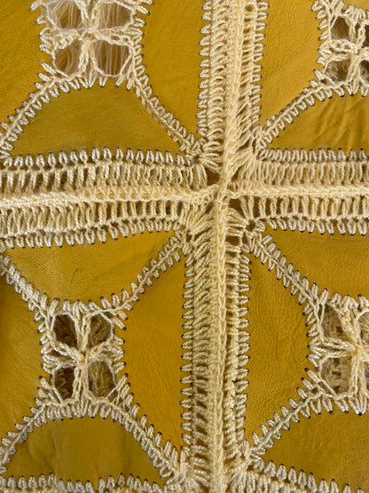 LONG LEATHER CROCHET VEST