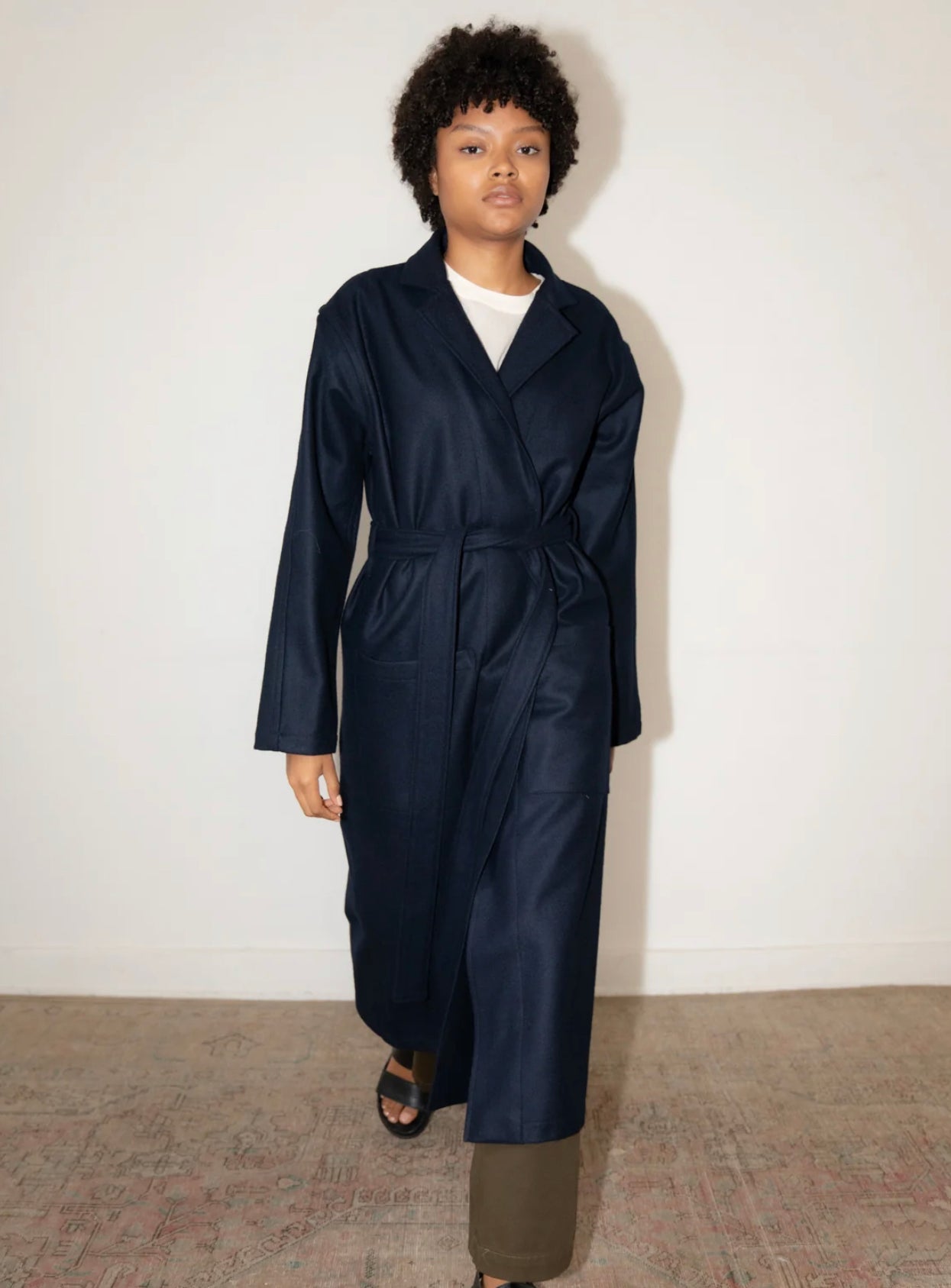 EARL COAT BELTED NAVY