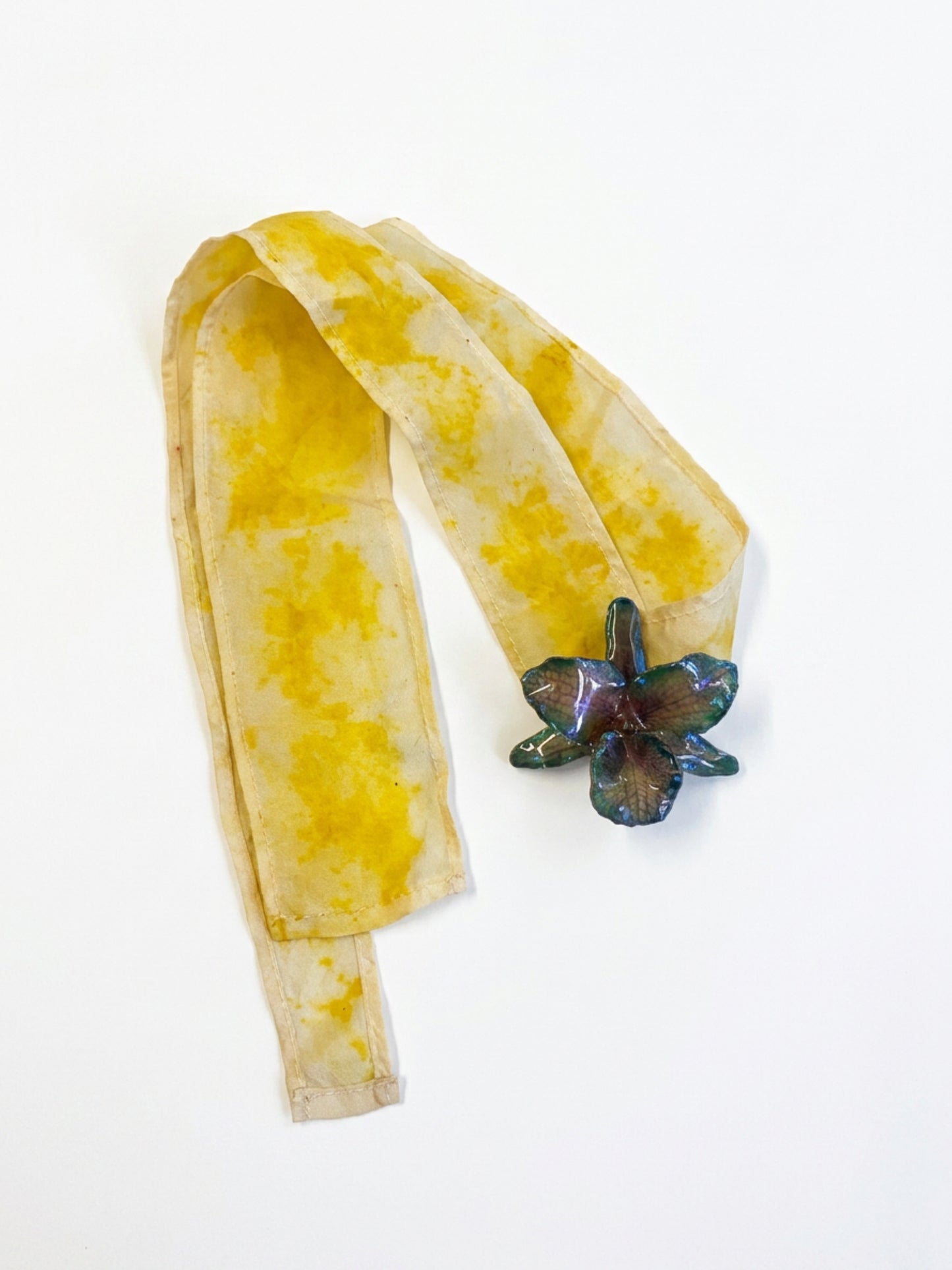 BLUE ORCHID YELLOW DYED SILK NECKLACE