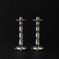 VINTAGE PAIR OF SILVER PLATED CANDLE HOLDERS WITH BLUE ACCENTS