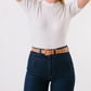 BEIGE DIAMOND CUT-OUT BELT