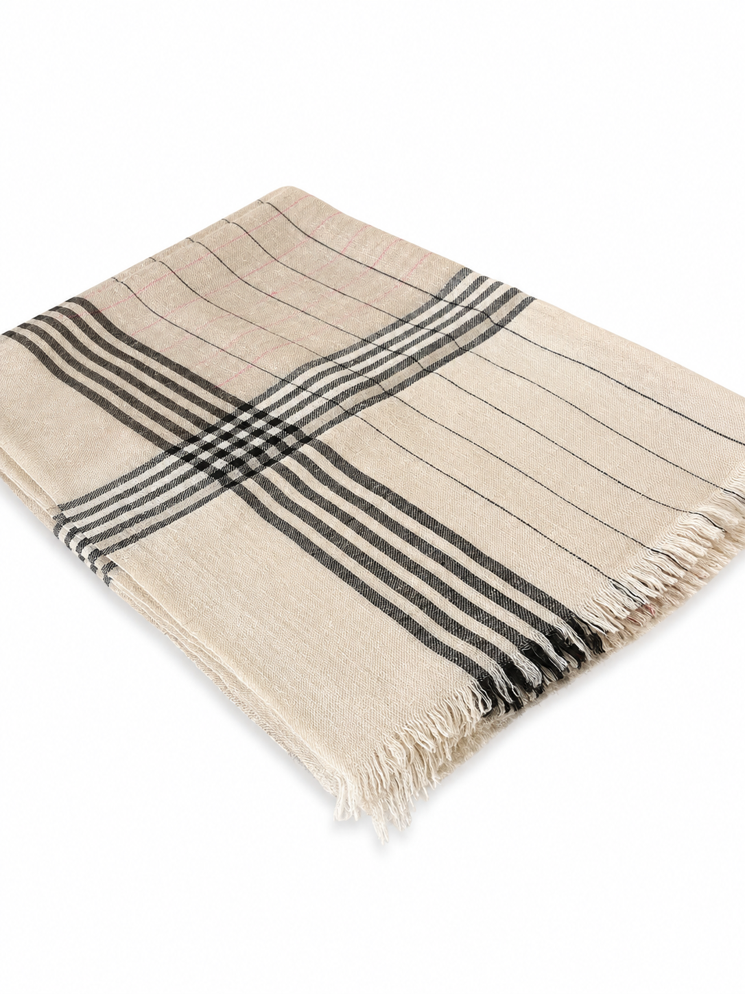 BEIGE STRIPPED PASHMINA