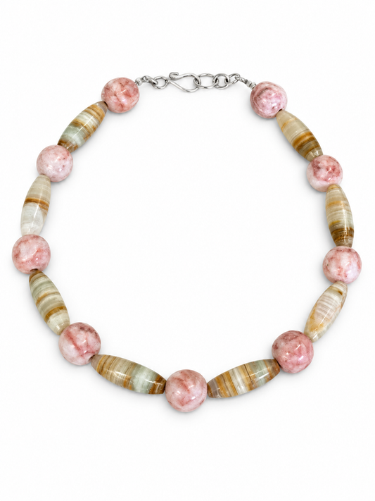 OVAL MIX ONYX NECKLACE
