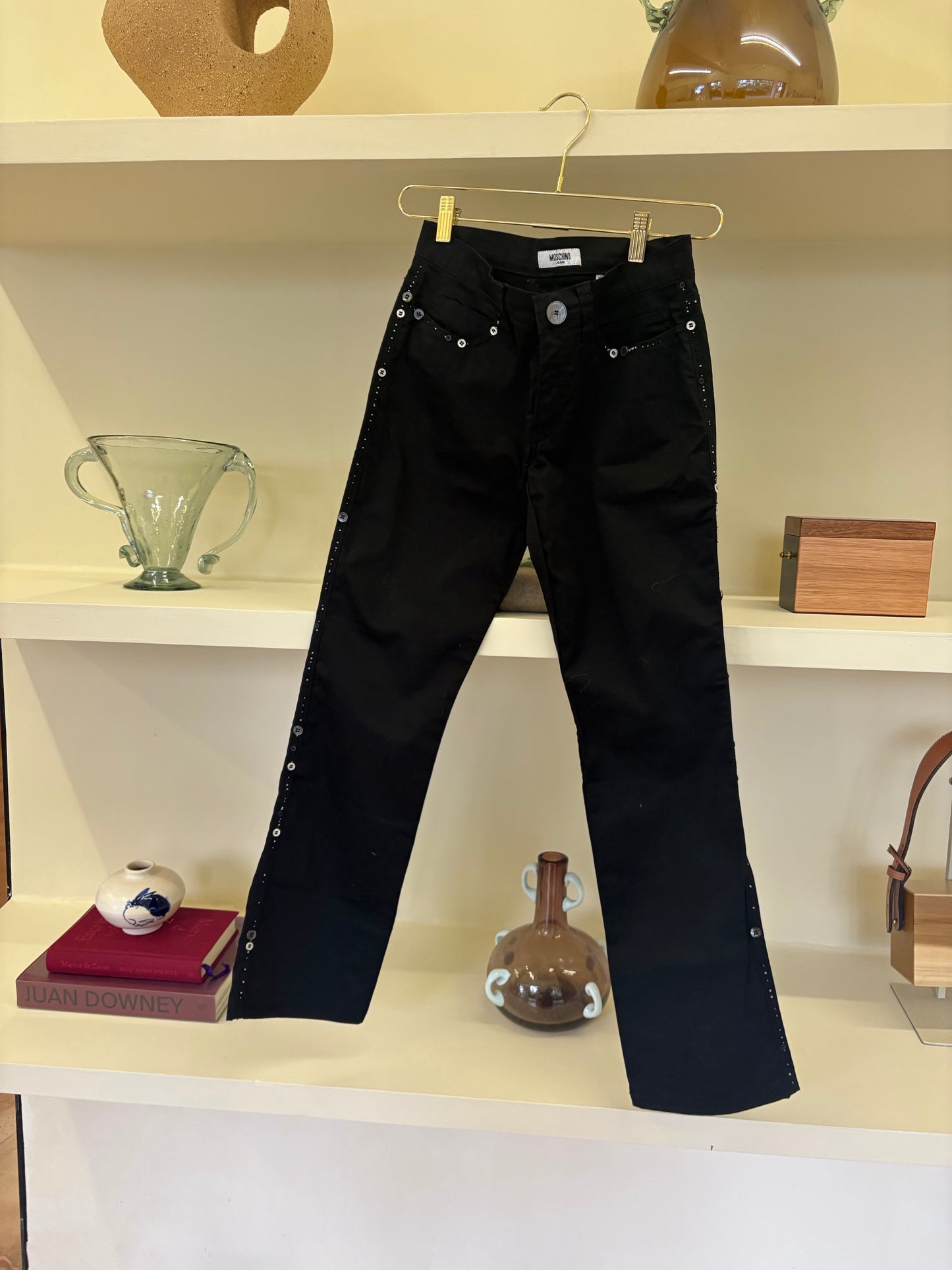 MOSCHINO BLACK PANTS WITH BUTTONS