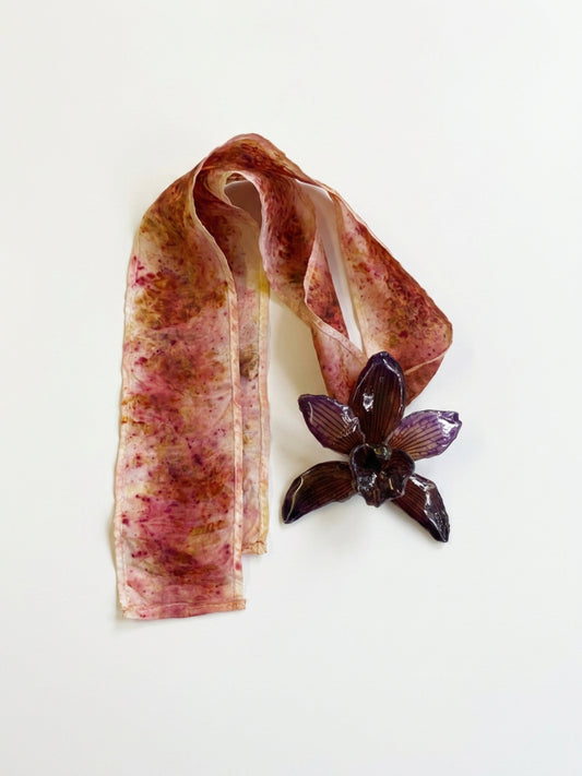 MAGENTA SPECIE ORCHID DYED SILK NECKLACE