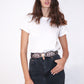 BROWN FLOWER ENGRAVING CORRELLON BELT