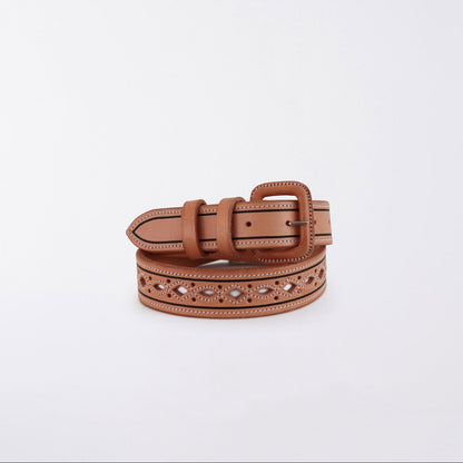 BEIGE DIAMOND CUT-OUT BELT
